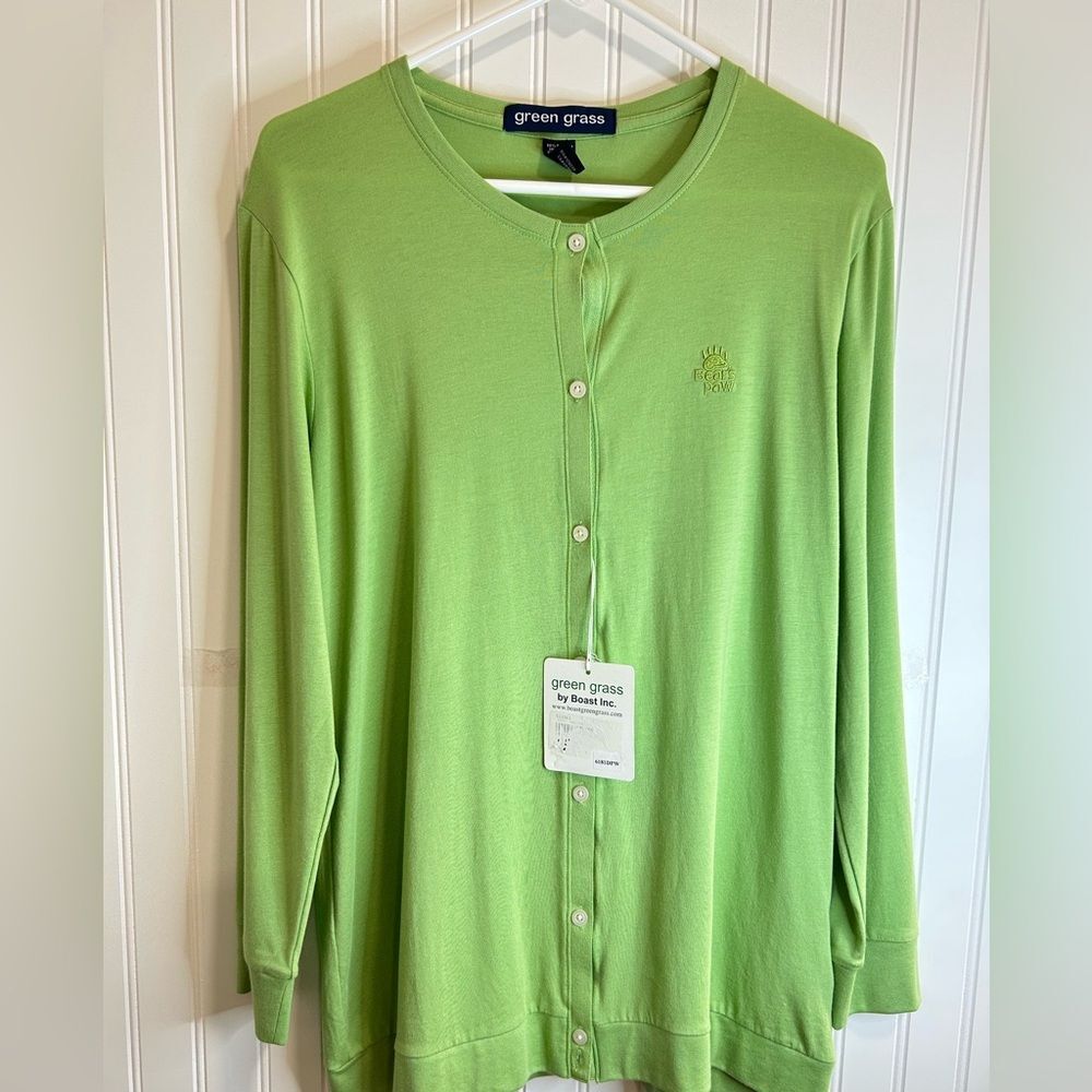 GREEN GRASS by BOAS Women's Button-Up GREEN LONG Sleeves Size L NWT.